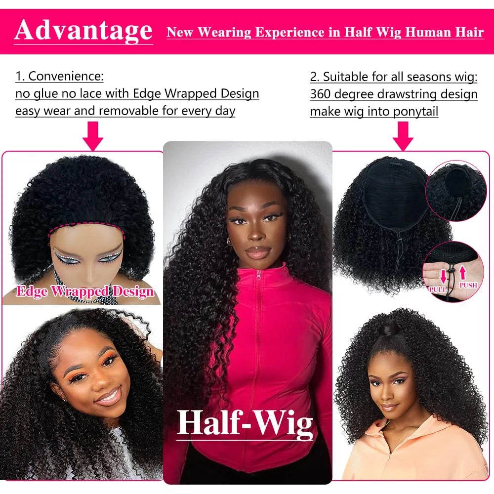 Demi-perruque Kinky Curly