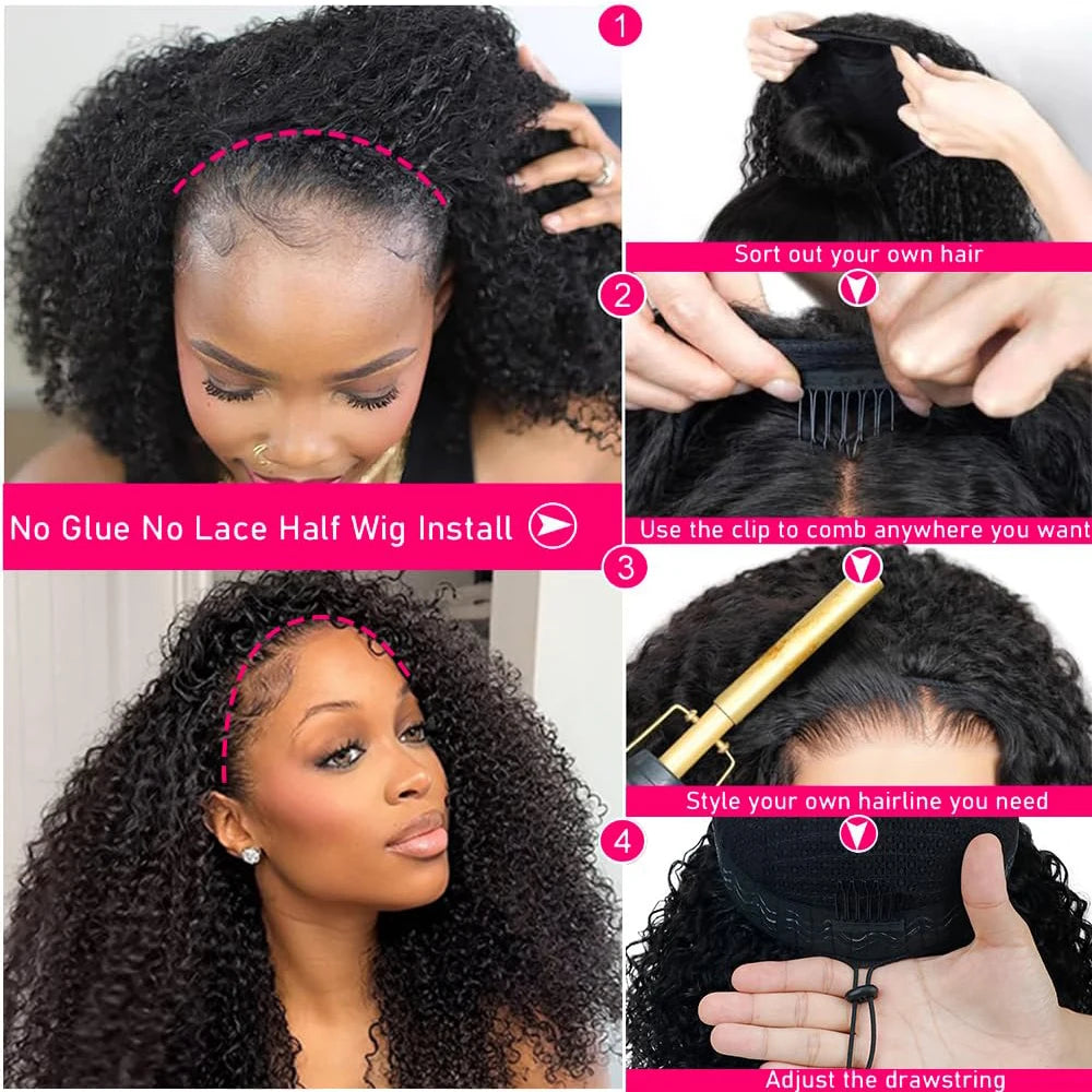 Demi-perruque Kinky Curly